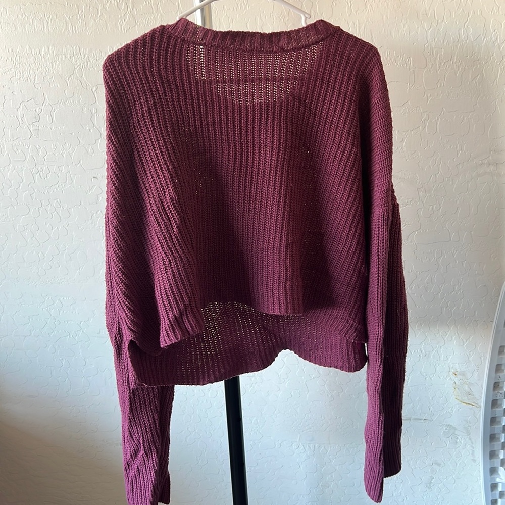 Magenta Long Sleeve Cropped Sweater
